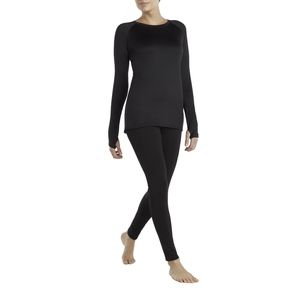 ClimateRight by Cuddl Duds Women's Plush Warmth Long Sleeve Crew&Legging 2pc Set